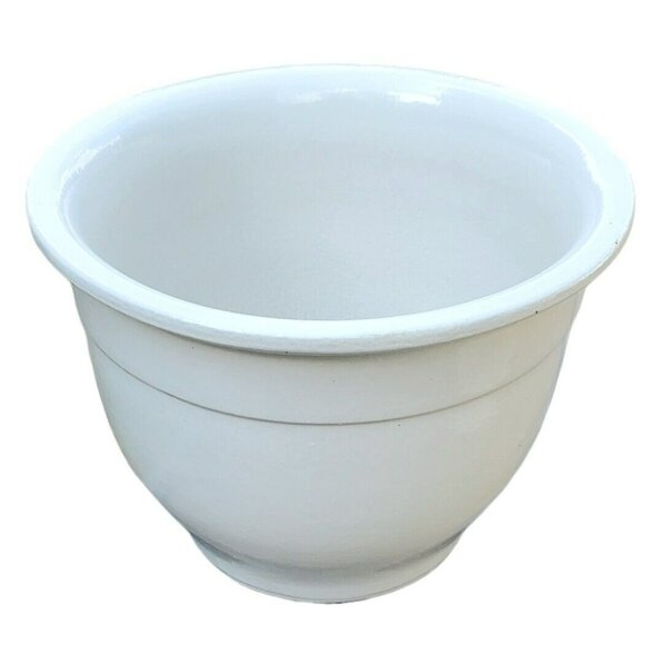 Robinson Ransbottom Pottery White Bowl Serving Dish Heavy Planter Pot Container - Picture 2 of 9